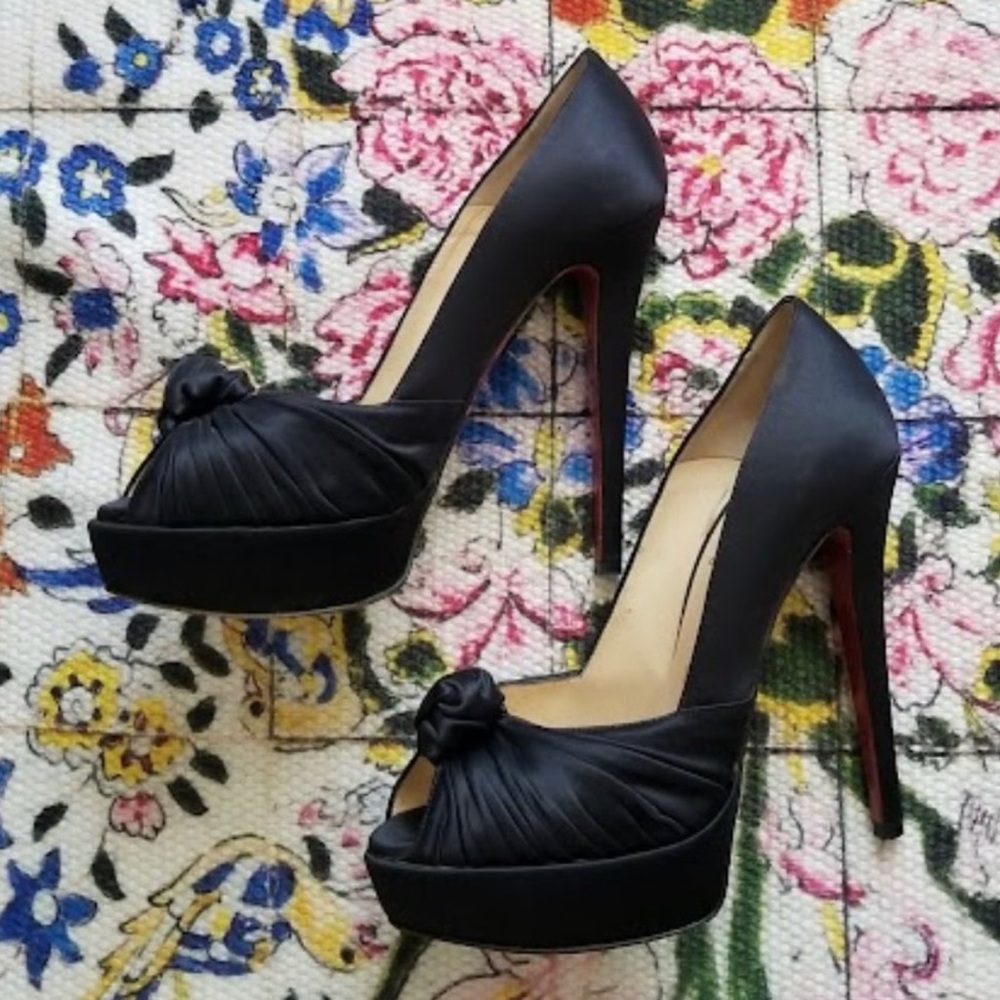 Christian Louboutin 36.5 black satin heels - Picture 5 of 5